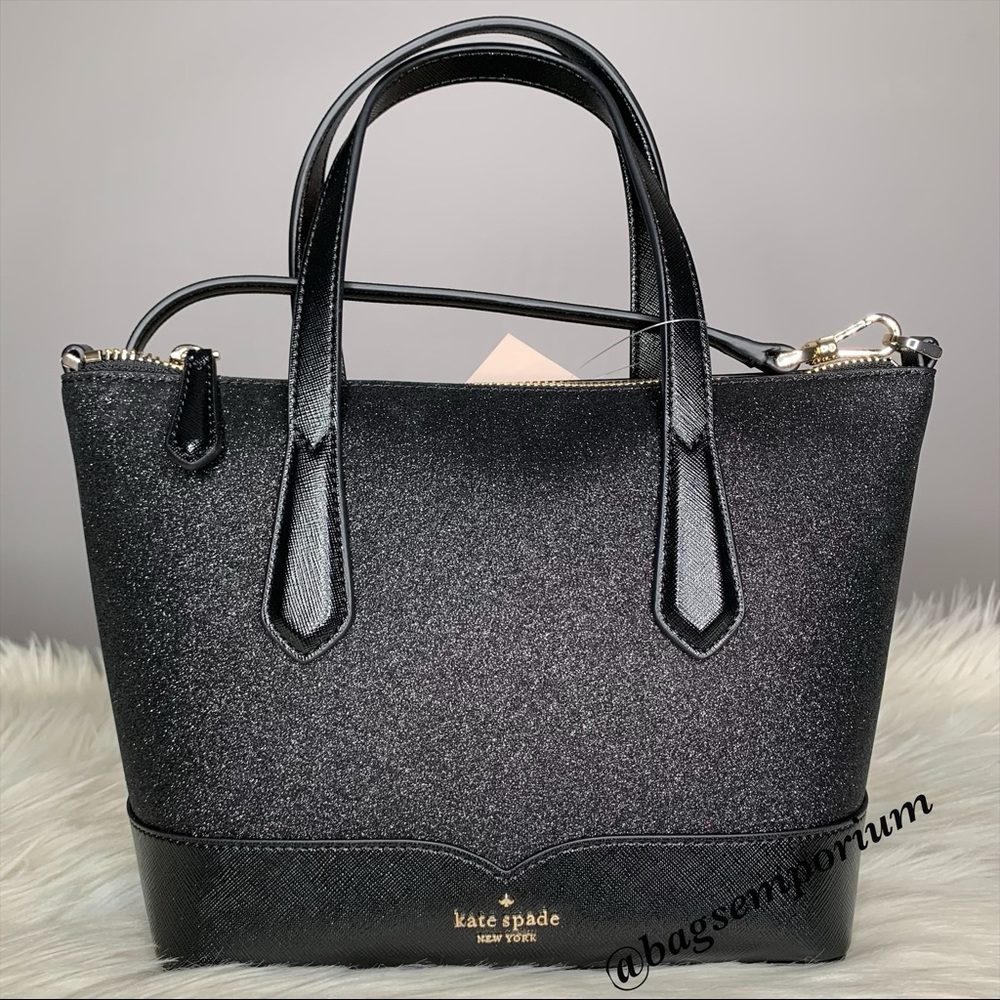 Kate Spade Black Glitter Satchel Crossbody Bag - Picture 2 of 9